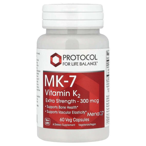 MK-7 Vitamin K2, 300 mcg, 60 Veg Capsules