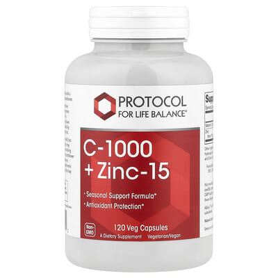 Protocol for Life Balance, C-1000 + Zinc 15, 120 Vegetarian Capsules