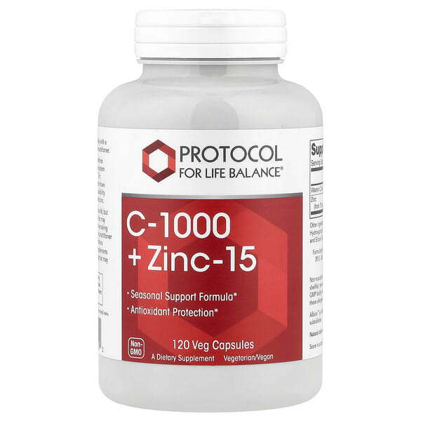 C-1000 + Zinc-15, 120 Veg Capsules