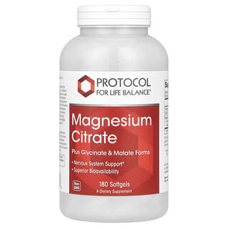 Protocol for Life Balance, Citrate de magnésium, 180 capsules à enveloppe molle