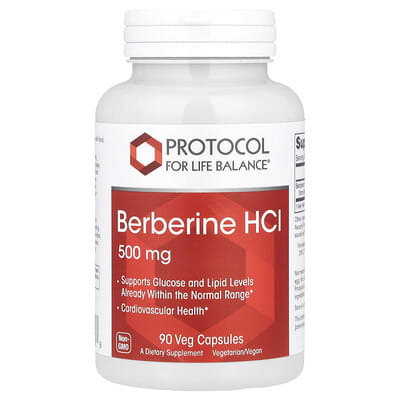 Protocol for Life Balance, Berberine HCl, 500 mg, 90 Vegetarian Capsules