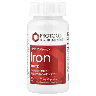 Protocol for Life Balance, 철분, 고효능, 36mg, 베지 캡슐 90정
