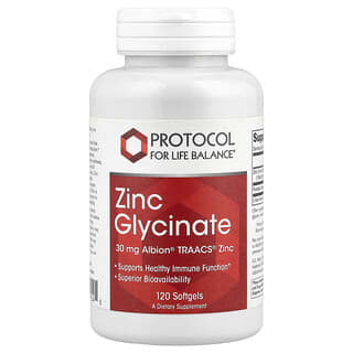 Protocol for Life Balance, Zinc Glycinate, Zinkglycinat, 30 mg, 120 Weichkapseln