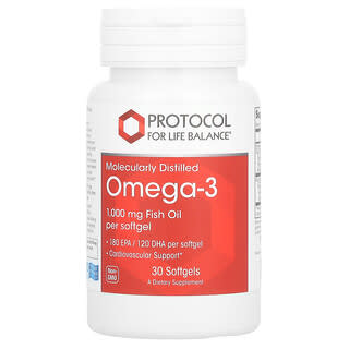 Protocol for Life Balance, Oméga-3, 1000 mg, 30 capsules à enveloppe molle