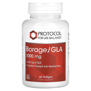 Protocol for Life Balance, Borraja / GLA, 1000 mg, 60 cápsulas blandas