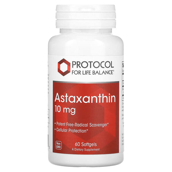 Protocol for Life Balance, Astaxantina, 10 mg, 60 cápsulas blandas