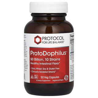 Protocol for Life Balance, ProtoDophilus, 50 mil millones, 10 cepas, 50 cápsulas vegetarianas