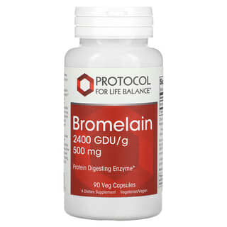 Protocol for Life Balance, Bromélaïne, 2400 GDU/g, 500 mg, 90 capsules végétariennes