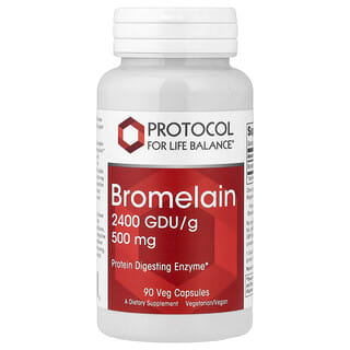 Protocol for Life Balance, Bromelaína, 2.400 GDU / g, 500 mg, 90 Cápsulas Vegetais