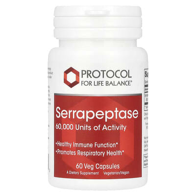 Protocol for Life Balance, Serrapeptase, 33 mg, 60 Veg Capsules