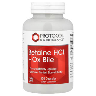 Protocol for Life Balance, Betaine HCI + Ox Bile, 120 Capsules