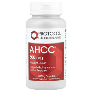 Protocol for Life Balance, AHCC® Plus, бета-глюкан, 60 вегетаріанських капсул