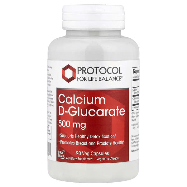 Protocol For Life Balance Calcium D-Glucarate, 500 mg, 90 Veg Capsules