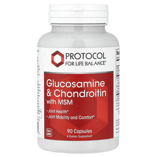 Protocol for Life Balance, Glucosamina y condroitina con MSM, 90 cápsulas vegetales