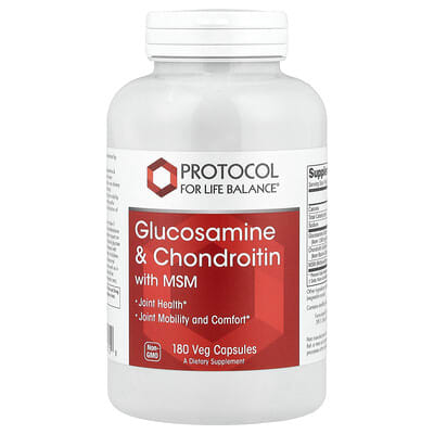 Protocol for Life Balance, Glucosamine & Chondroitin with MSM, 180 Veg Capsules