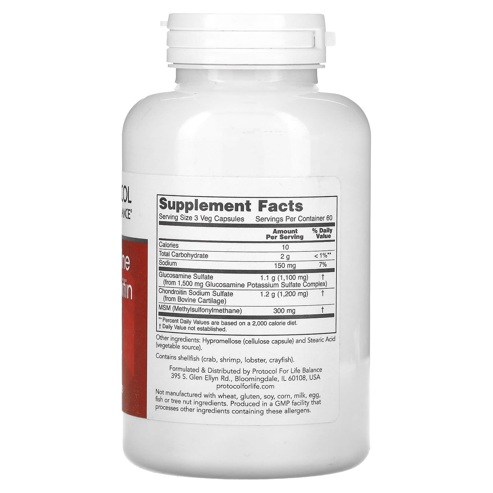 Protocol for Life Balance, Glucosamine & Chondroitin with MSM, 180 Veg