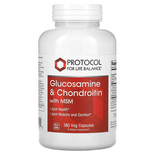 Protocol for Life Balance, Glucosamine et chondroïtine avec méthyl-sulfonyl-méthane, 180 capsules végétariennes