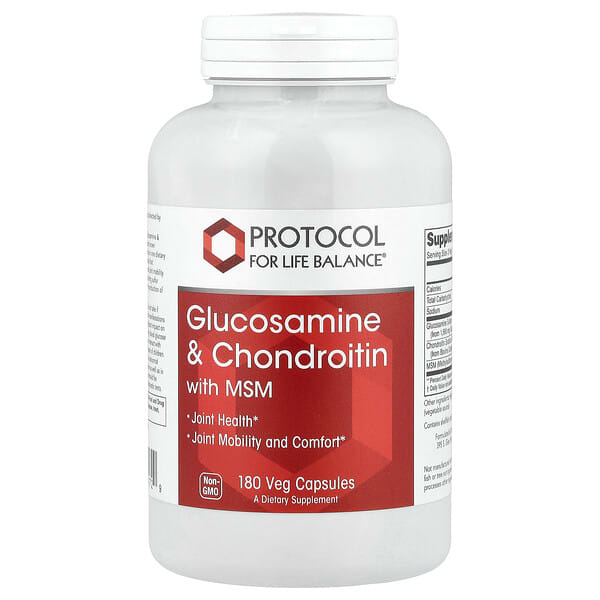 Protocol for Life Balance, 氨基葡萄糖和軟骨素加 MSM，180 粒素食膠囊