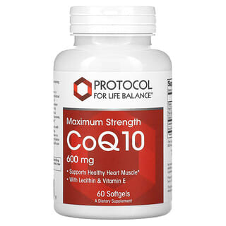 Protocol for Life Balance, CoQ10, Concentración máxima, 600 mg, 60 cápsulas blandas