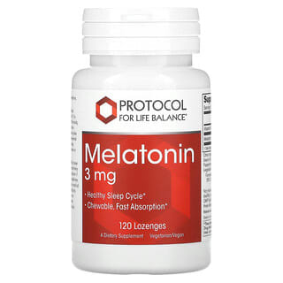 Protocol for Life Balance, Mélatonine, 3 mg, 120 pastilles