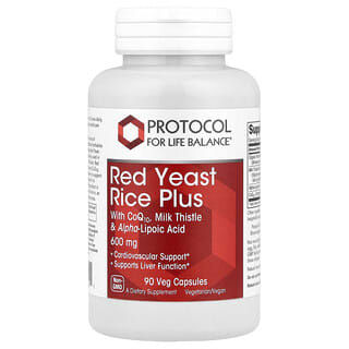 Protocol for Life Balance, Levure de riz rouge et CoQ10, chardon-Marie et acide alpha-lipoïque, 600 mg, 90 capsules végétariennes