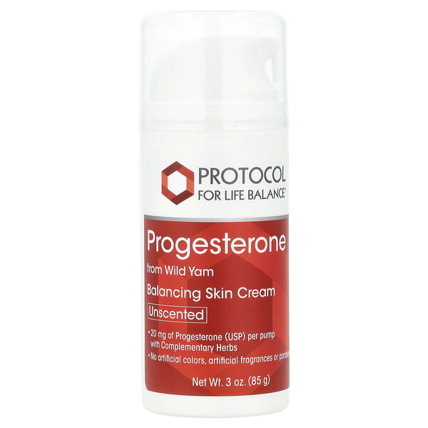 Protocol for Life Balance, 프로게스테론, 밸런싱 스킨 크림, 무향, 85g(3oz)