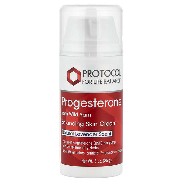 Protocol for Life Balance, 프로게스테론, 야생 참마에서 추출, 밸런싱 스킨 크림, 내추럴 라벤더 향, 85g(3oz)