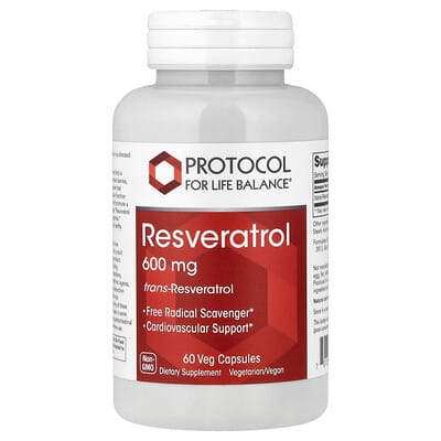 Protocol for Life Balance, Resveratrol, 600 mg, 60 Vegetarian Capsules