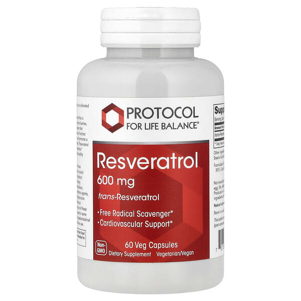 Protocol for Life Balance, 레스베라트롤, 600mg, 베지 캡슐 60정