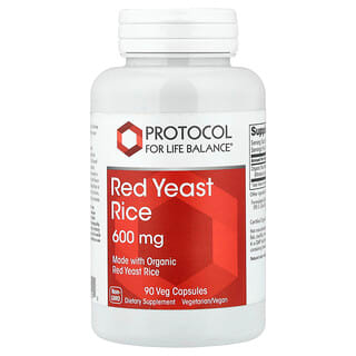 Protocol for Life Balance, Extrait de levure de riz rouge, 600 mg, 90 capsules végétariennes