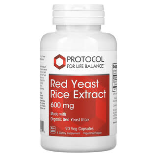 Protocol for Life Balance, Extrait de levure de riz rouge, 600 mg, 90 capsules végétariennes