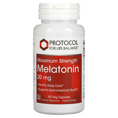 Protocol for Life Balance, Melatonin, maximale Stärke, 20 mg, 90 pflanzliche Kapseln