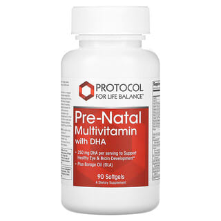 Protocol for Life Balance, Мультивитамины для беременных с ДГК, 250 мг, 90 мягких таблеток