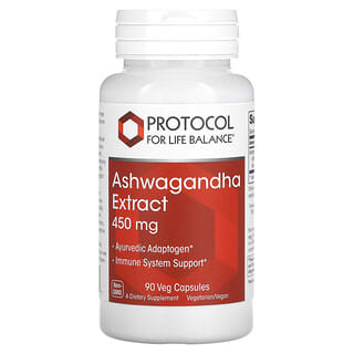 Protocol for Life Balance, Extrait d'ashwagandha, 450 mg, 90 capsules végétariennes