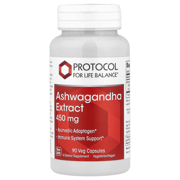 Protocol For Life Balance Ashwagandha Extract, 450 mg, 90 Veg Capsules
