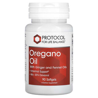 Protocol for Life Balance, Aceite de orégano con aceites de jengibre e hinojo`` 90 cápsulas blandas