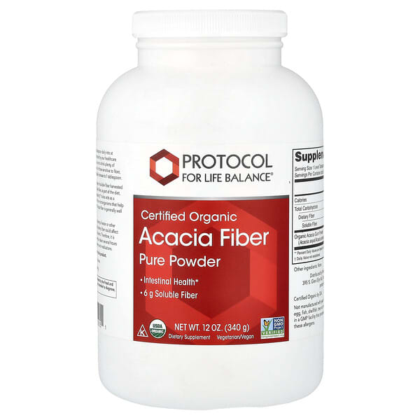 Protocol for Life Balance, 유기농 인증 아카시아 섬유소 순수 분말, 340g(12oz)