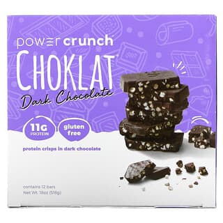 BNRG, Power Crunch Protein Crisp, батончик, шоколад, темный шоколад, 12 батончиков, 43 г (1,5 унции)