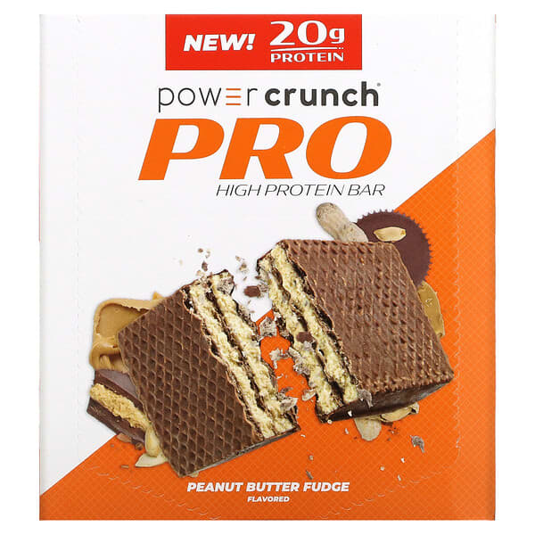 BNRG, POWER CRUNCH（パワークランチ）プロテインエナジーバー、プロ、ピーナッツバターファッジ、12本、各58g（2オンス）