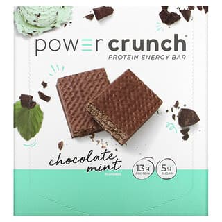 BNRG, Barre énergétique protéinée Power Crunch, original, chocolat à la menthe, 12 barres, 40 g chacune