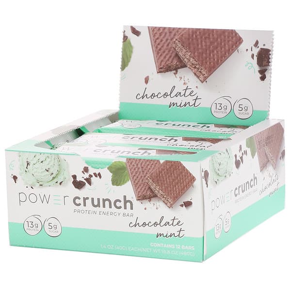 BNRG, Power Crunch Protein Energy Bar, Chocolate Mint, 12 Bars, 1.4 oz (40 g) Each