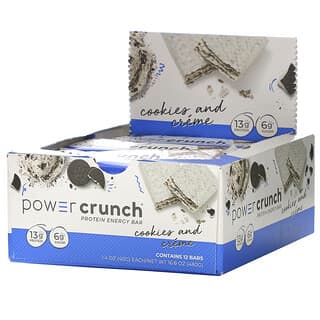 BNRG, Power Crunch, Barras Energéticas de Proteína, Biscoitos e Creme, 12 Barras, 40 g (1,4 oz) Cada