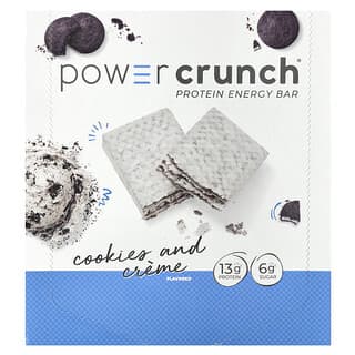 BNRG, Camilan Batangan Energi dan Protein Power Crunch, Kue Kering dan Krim, 12 Camilan Batangan, Masing-Masing 40 g (1,4 ons)