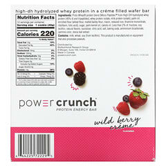 BNRG, Power Crunch, barra energética proteínica, Baya Silvestre y Crema, 12 barras, 1,4 oz (40 g) cada una