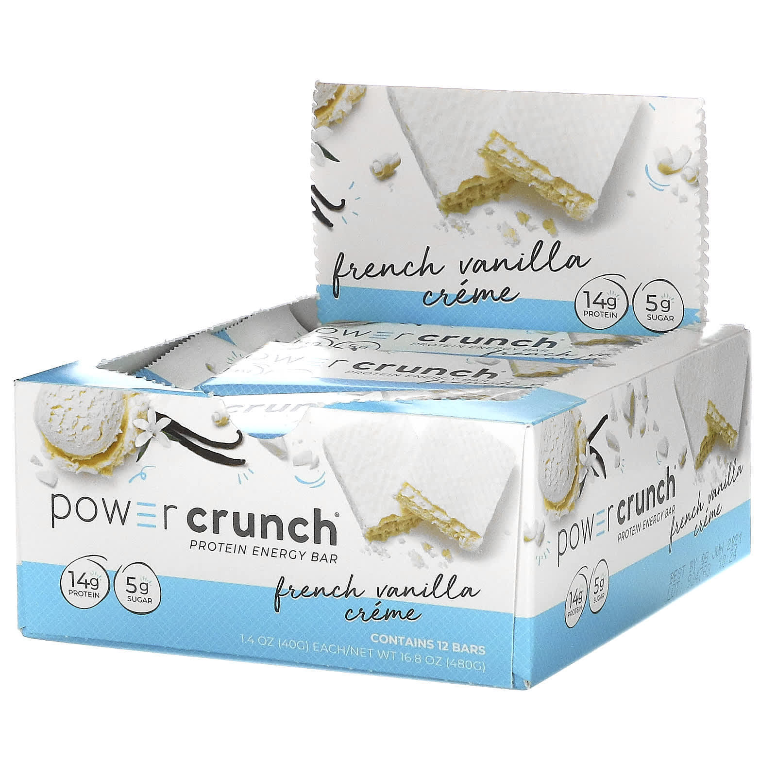 BNRG, Power Crunch Protein Energy Bar, French Vanilla Creme, 12 Bars, 1