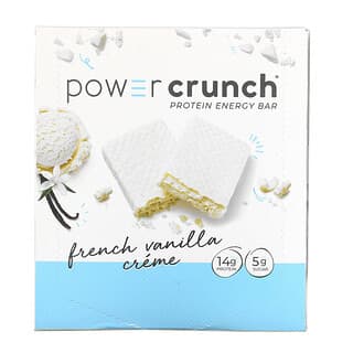 BNRG, Barrita proteica y energética Power Crunch, Crema de vainilla francesa, 12 barritas, 40 g (1,4 oz) cada una