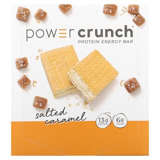 BNRG, Barre énergétique protéinée Power Crunch, Originale, Caramel salé, 12 barres, 40 g chacune