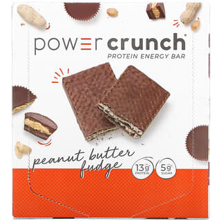 BNRG, Barre énergétique protéinée Power Crunch, beurre de cacahouète et caramel mou, 12 barres, 40 g chacune.
