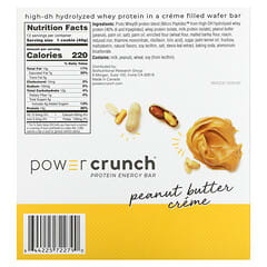 BNRG, Barra energética con proteínas Power Crunch, original, mantequilla de maní cremosa, 12 barras, 1,4 oz (40 g) cada una