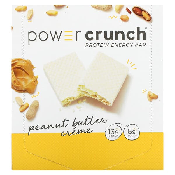 BNRG, Barra energética con proteínas Power Crunch, original, mantequilla de maní cremosa, 12 barras, 1,4 oz (40 g) cada una